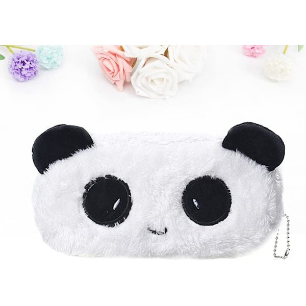 Söt Panda Pennfodral Cartoon Panda Pennväskor Plysch Studenter Pennväskor Bärbar Pennfodral Chic Växelficka för Elever Personal Flickan Användning