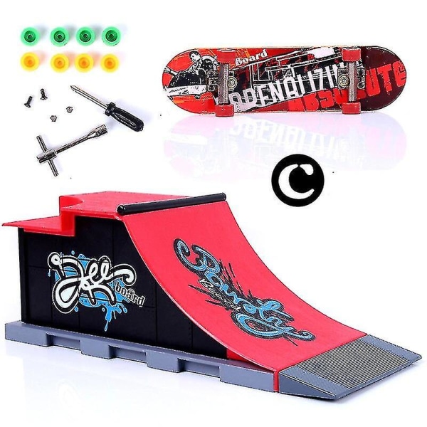 Mini Skatepark för Finger Skateboard Fält Kombination Leksak Skateboard Park Ramp Leksak Skateboard Ramp Style C