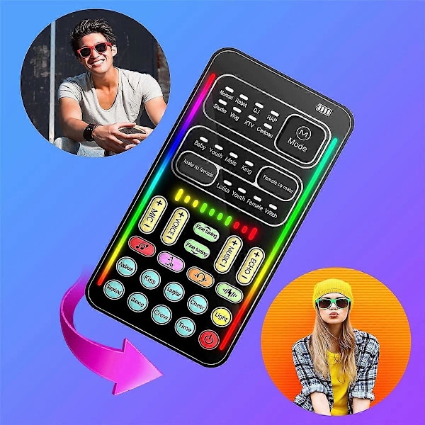 I9 Stemmeforvrænger Fuldt Sæt Flere Lydeffekter Bluetooth Live Lydkort Ultra-Tyndt Bærbar Live Lydkort Mikrofonværktøj