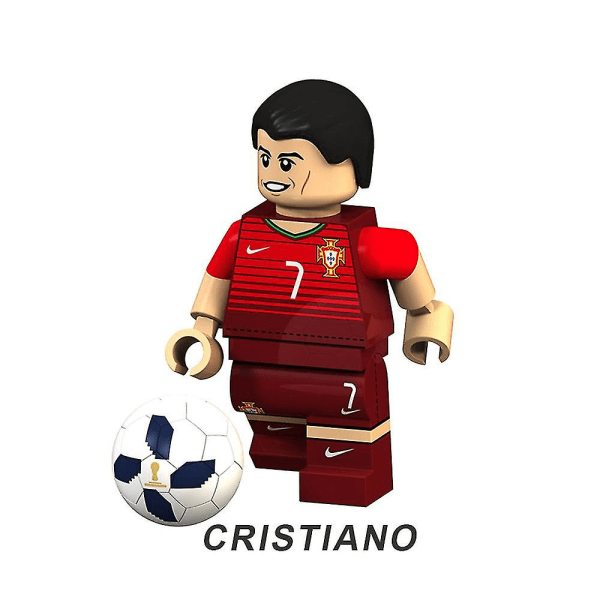 8 stk. Fodbold Minifigur VM Qatar Ronaldo Messi Neymar Minifigur Samlet Mini Byggeklods Actionfigurer Legetøj Børnegave