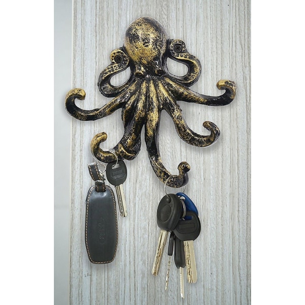Sztxj middelhavsstil blæksprutte nøglekroge Antik bronze støbejern dekorativ vægkrog