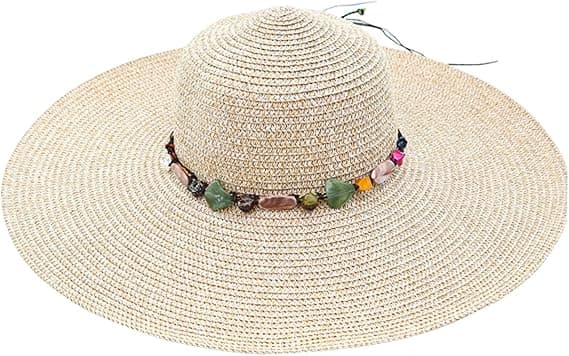 Dame Bredbremmet Halmhatt Floppy Foldable Roll up Cap Strand Solhatt UPF 50+