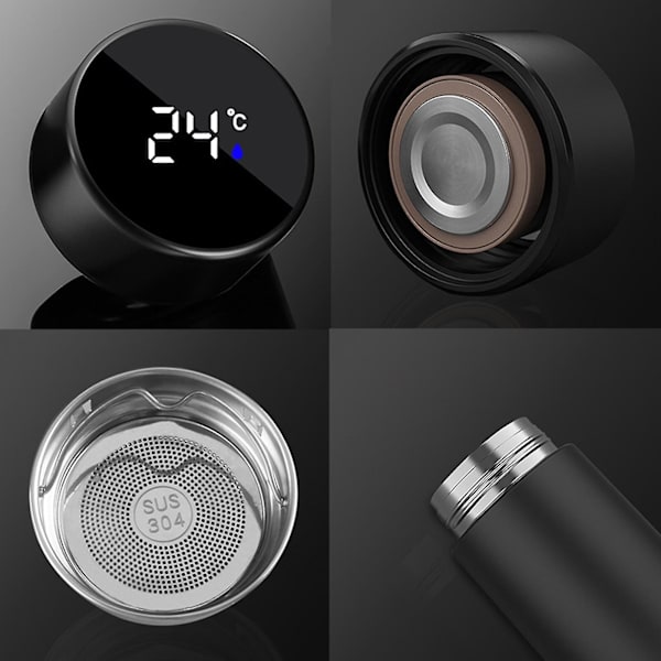 500 ml smart isoleringsmugg vakuumflaska termos 304 rostfritt stål minimalistisk vattenflaska LCD-skärm bärbar mugg Pink