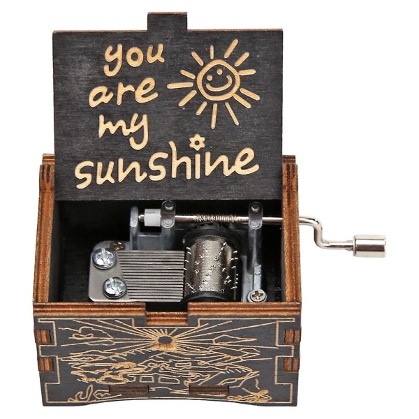 Uusi You Are My Sunshine -musiikkilaatikko kaiverruskuvio puinen käsin taivutettu musiikkilaatikko syntymäpäivälahja äitienpäivälahjat äidille A