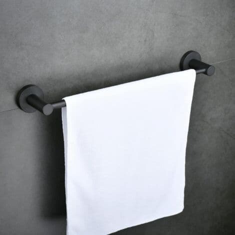 Justerbart håndklestativ 40CM til 66CM, Veggmontert badehåndklestang, Svart, 304 Rustfritt Stål