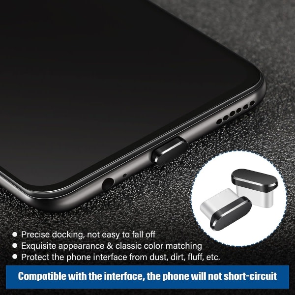 4 stk (svart) USB C støvplugg Type-C deksel Kompatibel
