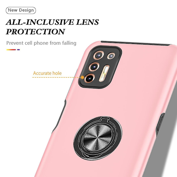 För Motorola Moto G9 Plus PC + Tpu magnetiskt fodral Rose Gold
