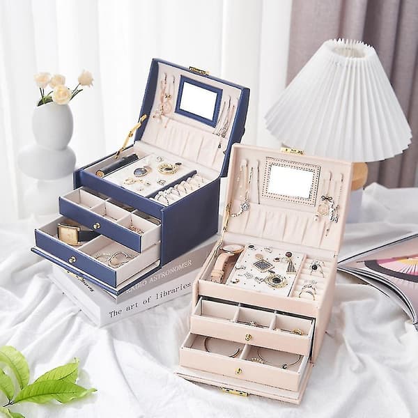 Organizer med speil, liten displayoppbevaringsboks for ringer (c)