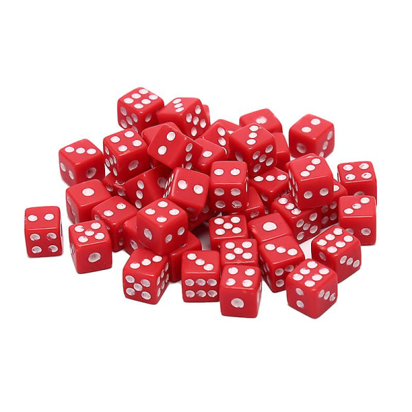 50 stk terninger spillterninger standard sekssidede terninger bursdagsfester brettspill Red 50 Pcs