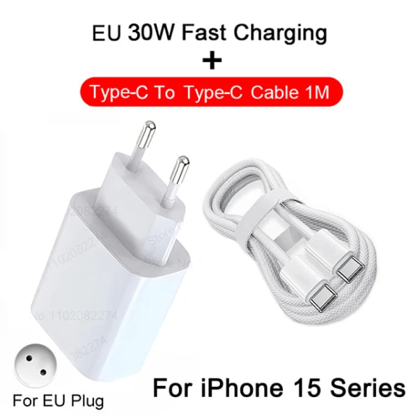 PD 30W til Apple Hurtigoplader til iPhone 15 11 12 13 14 Pro Max XR X XS Max 8 Plus Telefonoplader Kabel Hurtigopladning Tilbehør