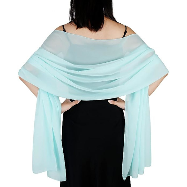 Gennemsigtige bløde chiffon tørklæder og omslag til kvinder af Ladies, lette brudekjoler til aftenfest, tørklæde til brud (lyseblå)