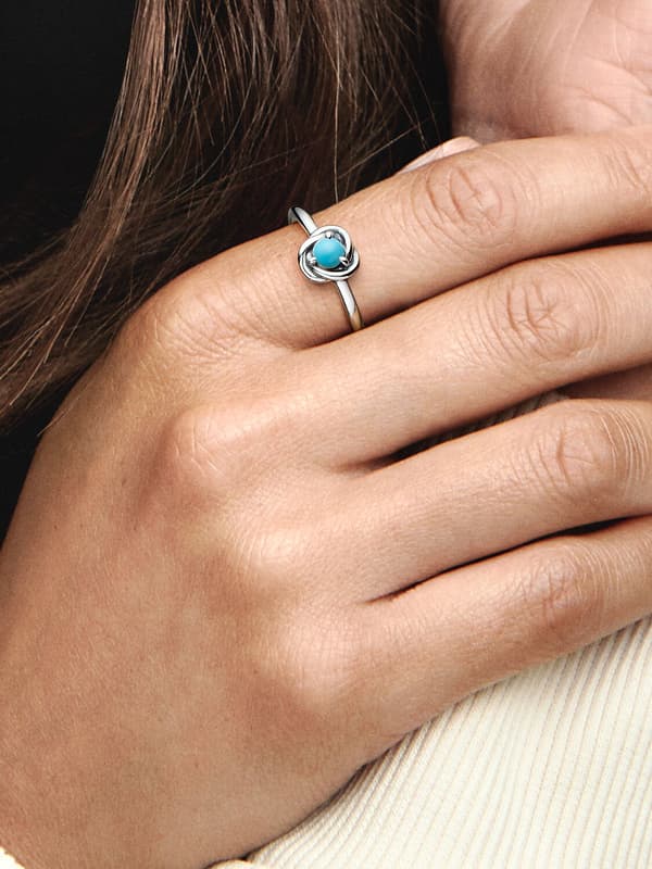 Pandora - December Turquoise Blue Eternity Circle Ring - Sterlingsilver Circumference: 56mm