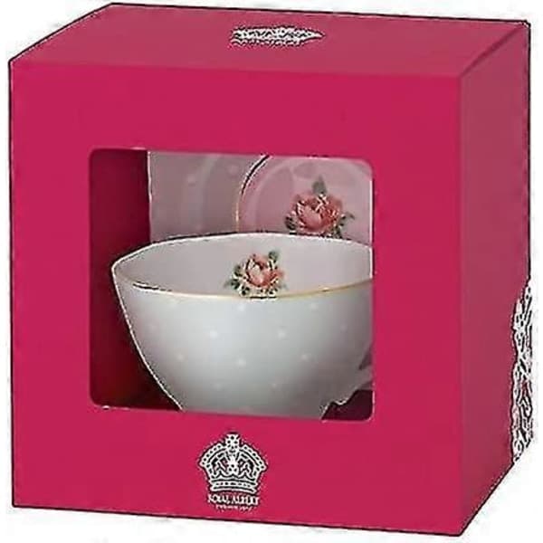 Polka Rose teekuppi ja lautanen