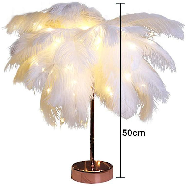 Fjäderbordslampa, fjäder LED-nattlampa med fjärrkontroll för sovrum bröllop orange