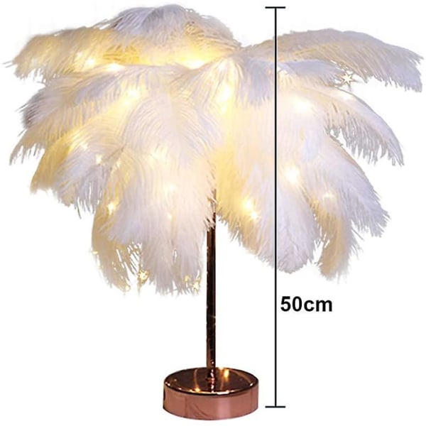 Fjær bordlampe, fjær LED nattlampe med fjernkontroll for soverom bryllup gray