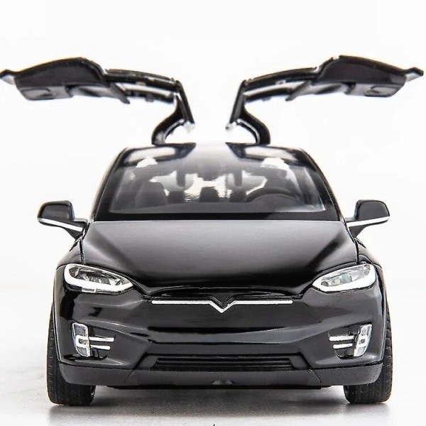 1/32 Tesla Model X 90d SUV Legetøjsbilmodel Støbt Metal Miniature Lyd & Lys Træk Tilbage 1:32 Samling Gave Til Dreng Barn TESLA MODEL X Red