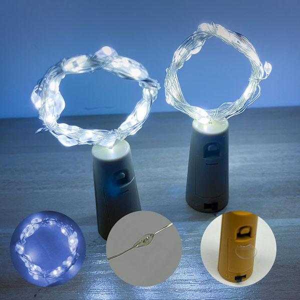 Flaske Lys, 2M 20 LED Prop Lys til Flasker, Fe Lys Batteridrevet, 6stk LED Flaske Lys til Jul DIY Bord Midtpunkter Dekoration Cool White