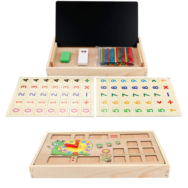 Matematiikan lelu puinen oppimislaatikon numeron oppimispeli, jossa piirretään puisia tauluja opetusleluja lapsille