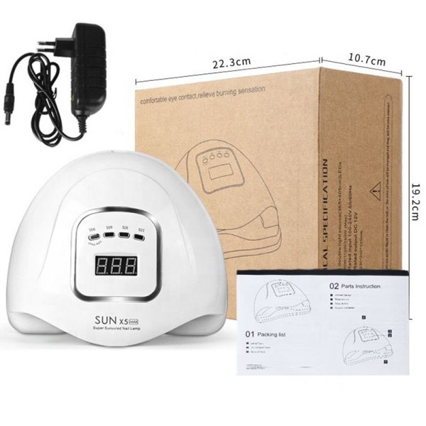 80w UV/LED-lampe med timerfunksjon hvit