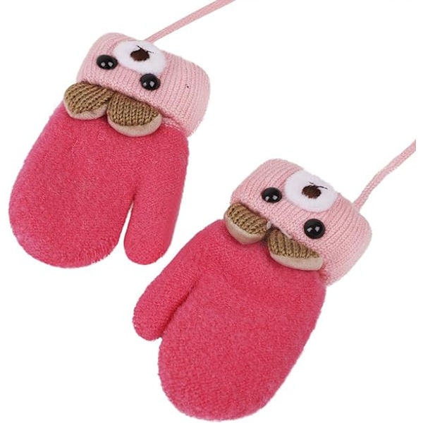 Toddler Magic Stretch Mittens Tjocka Plyschfodrade, Vinter Baby Boys Girls Stickade Vantar Varma Fluffiga Hel Fingerhandskar Kallt Väder Skidhandskar