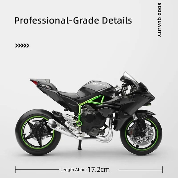 1/12 Kawasaki H2r Ninja 250 Leke Motorsykkel Diecast Metallmodell 1:12 Super Sport Racing Lyd og Lys Samling Gave til Gutt Barn Kawasaki Ninja H2R