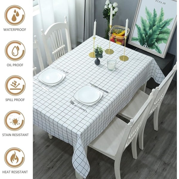 137*180cm Kaffeplåt PVC-duk Rutig Torkbar Duk Rektangulär Plastduk Fläckbeständig Vattentät