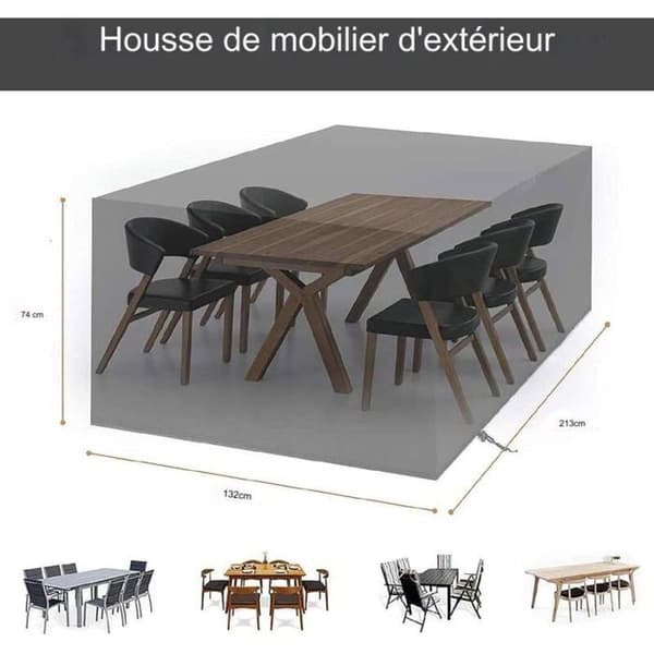 Trädgårdsmöbelöverdrag, 420D Oxford rektangulär presenning trädgårdsmöbelöverdrag - 213 x 132 x 72 cm