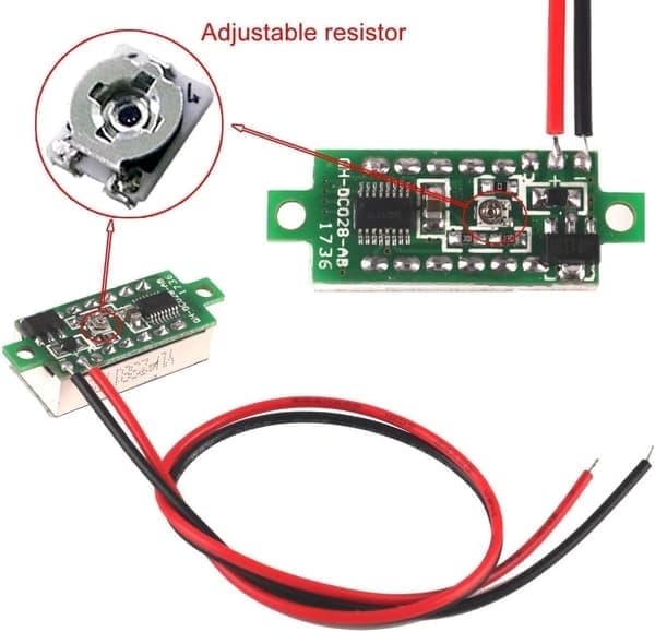 5 st digital DC-voltmeter 0,28 tum tvåtråds 2,5V-30V mini digital DC-voltmeter spänningstestare, LED digital voltmeter (röd)