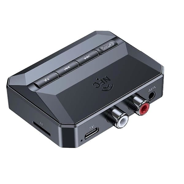 NFC Bluetooth-modtager, Bluetooth 5.3 Aux-adapter til bil, trådløs audiomodtager til hjemmestereo/