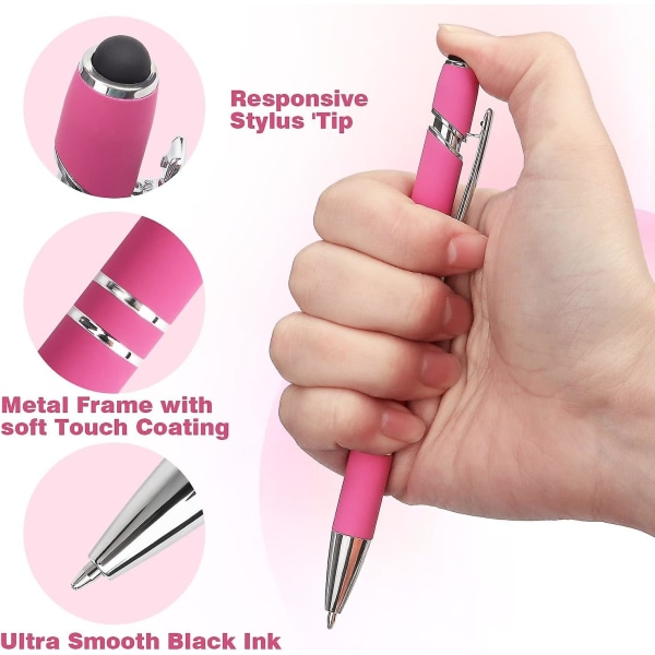 8 Pack Ballpoint Pen 2-in-1 Stylus Retractable Ballpoint Pen with Stylus tip, Metal Stylus Pen for