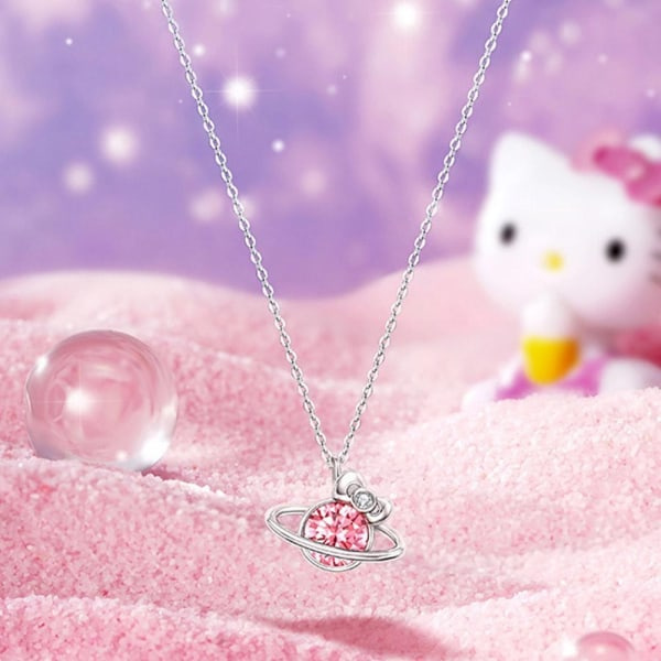 Sanrio Hello Kitty Halskæde Kawaii Pink Planet Koreansk Version af - Perfekt