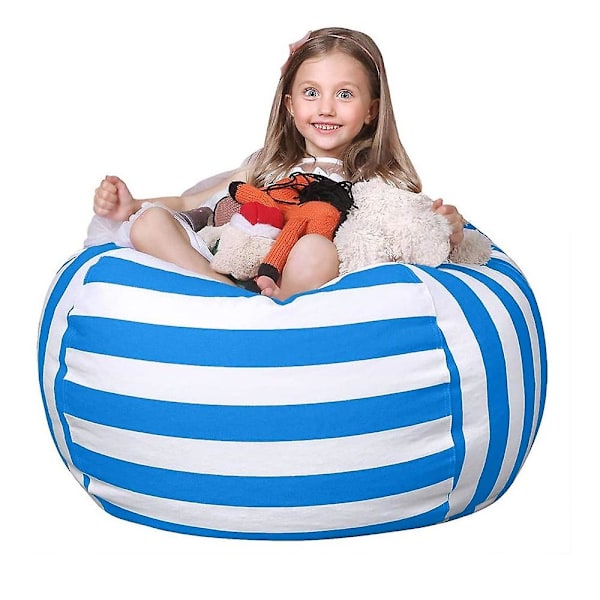 Oppbevaringssekk for kosedyr - Sittepufftrekk for barn 18 inches Blue lines