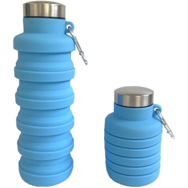 Hopfällbar vattenflaska i silikon, resetillbehör, hopfällbar gymflaska, läckagesäker, vandringstillbehör, hopfällbar vattenflaska 500 ml Blue