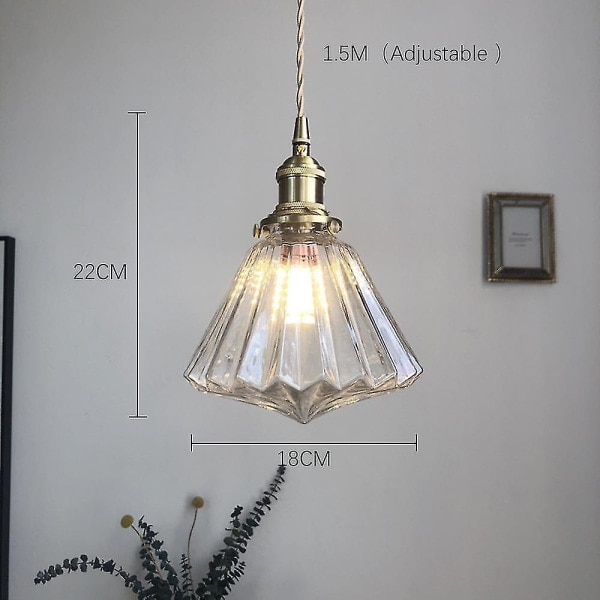 18cm Messing Glas Lysekrone Led 5w Transparent Farve