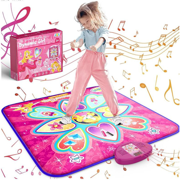 Bästsäljande elektronisk dansmatta för barn, prinsessdansmatta fotpedal spelmatta musikfilt, 7 lägen, flicka pojkleksak