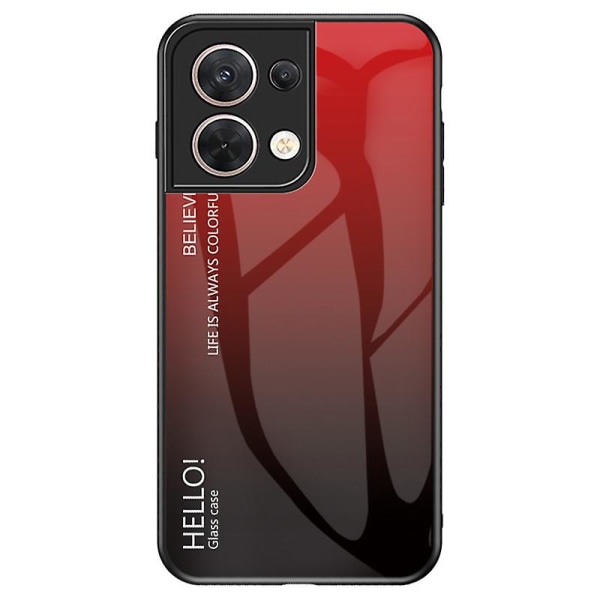 Oppo Reno8 5g -puhelimen gradienttikuvioitu suojakotelo karkaistusta lasista + kovasta PC:stä + pehmeästä TPU:sta, kulutusta kestävä suojakuori Gradient Red Black