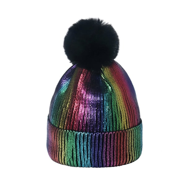 Vintermössa Unisex Akryl Mössa Ins Guld Silver Vandring Snöskovandring Flickor Beanise Skidåkning Enkel Varm Ny Lila Metallic Multicolor