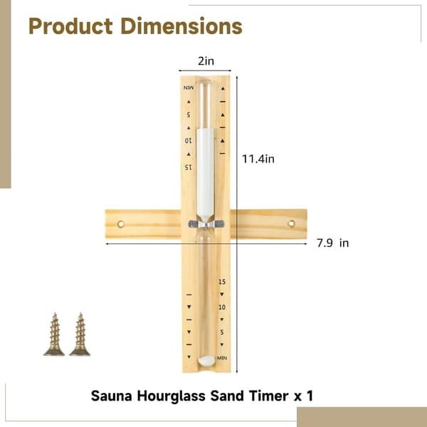 Bastu Timglas Sandtimer, 15 minuters Sandtimer Trä Sandklocka Timglas med Sand Bastutillbehör, Väggmonterbar