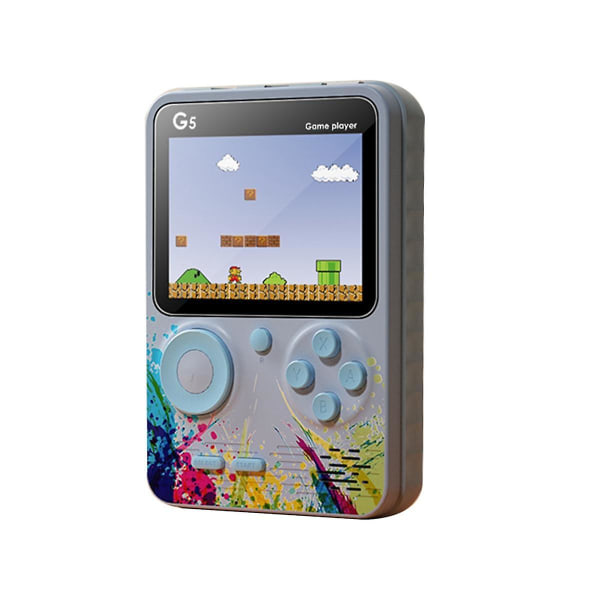 G5 Retro Console Handheld Game Player 3,0 tums Pocket Game Controller Inbyggd 500 spel, grå-cyan