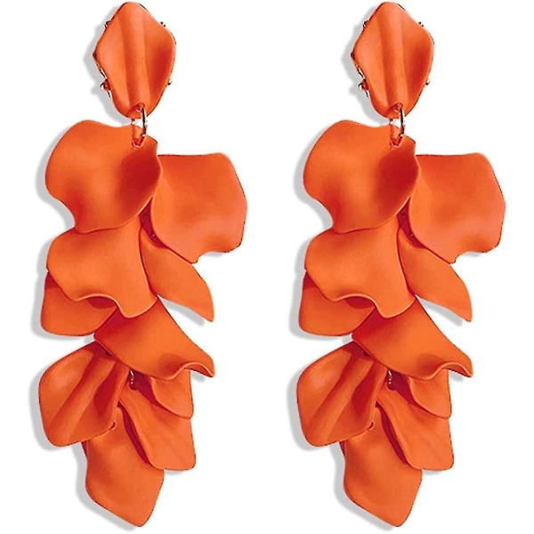 Akryl Rose Petal örhängen dinglar överdrivna blomma örhängen Drop Floral tofs örhängen Orange