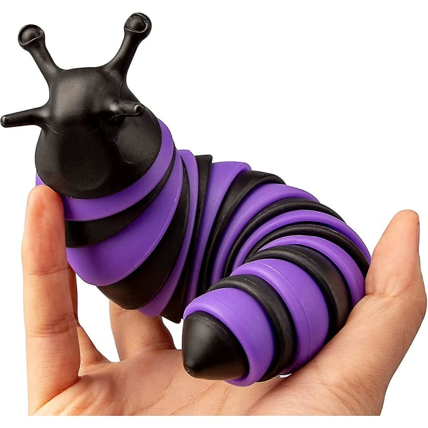 Fidget Slug Lelu Nivelletty Stim Lelu Valkoinen/musta, pop it Slug 3D printed nivellelu Fidget Lelu black and purple