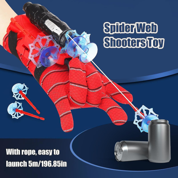 Cobweb Launcher Handsker, Launcher Handsker Spider Web Skydehandsker Hero Launcher Hero Launcher Børn Plast Rolleleg Handsker Børn Pædagogisk legetøj 3 bullets