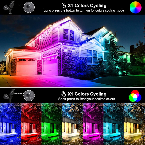 LED-aurinkovalonheittimet, 7 LED-väriä vaihtava puutarha, turvavalaistus, polkuvalot, terassille, nurmikolle, puulle, pihalle, puutarhaan (2 kpl)