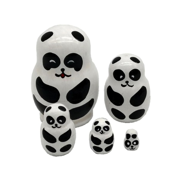 5 kpl Panda Toy Wood Venäläiset nuket Puiset pesimälelut Pesimälelut Venäläiset pesimänuket Venäläiset pinoavat lelut