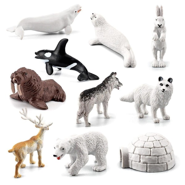 10st Mini Simulering Kanin Sälar Polar Bear Animal Set Kid Kognitiv Utbildning Leksaker