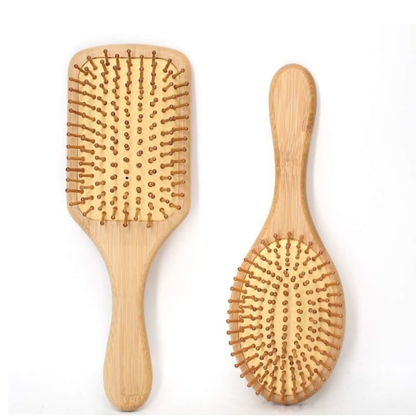 Bambu hårborste med bambu hår Slät Miljövänlig borste Massage hårbotten Torrt hår Borste Unisex 2 delar (hy)