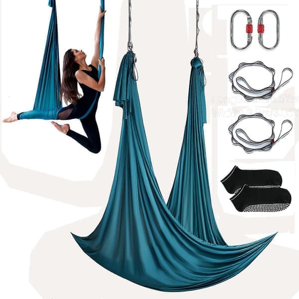 Luftyogahammock & Gunga, 5,0 meter, Startkit för Luftyoga med 100 gsm Nylonväv, Komplett Upphängningsutrustning & Enkel Installationsguide._Superpresent