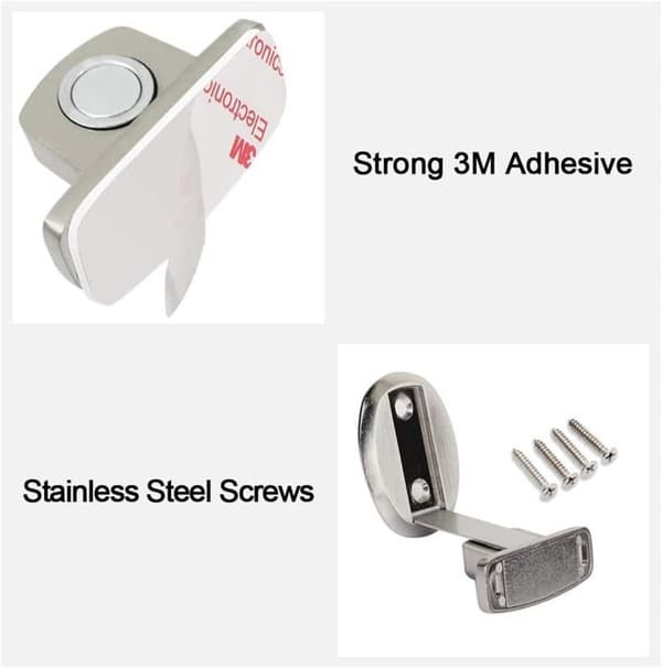 Stærk magnetisk metaldørstopper, kraftig dørstopper med 3M selvklæbende skjulte skruer.