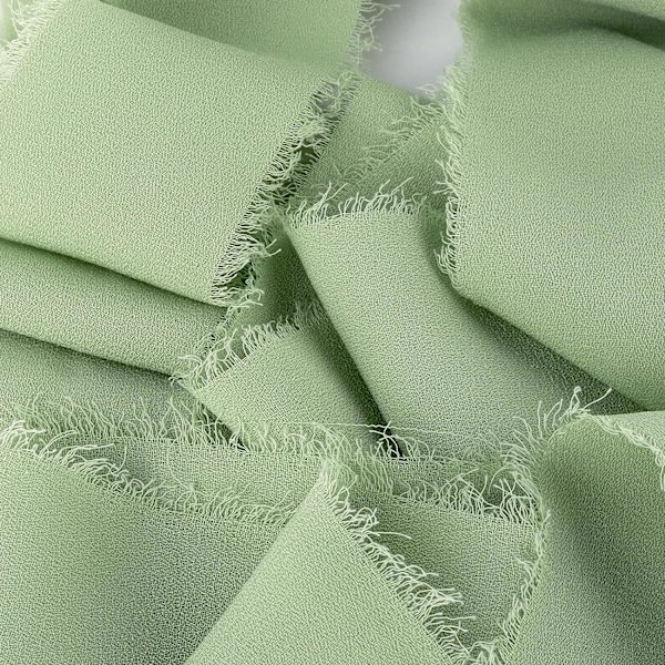 3 ruller 1,5\" håndlaget frynset chiffon silkebånd med frynsete kanter for bryllupsinvitasjoner, brudebuketter, gaveinnpakning (grønn)