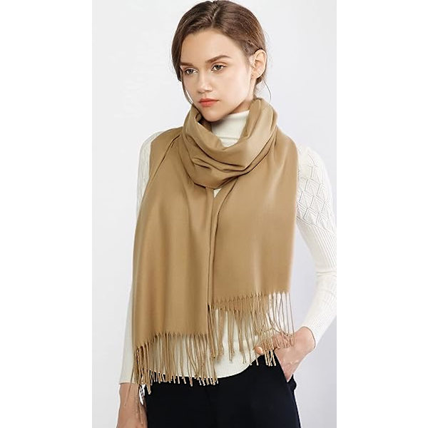 Dametørklæder Pashmina-sjal og -omslag til bryllupstørklæder til kvinder Vinter (Kamel)